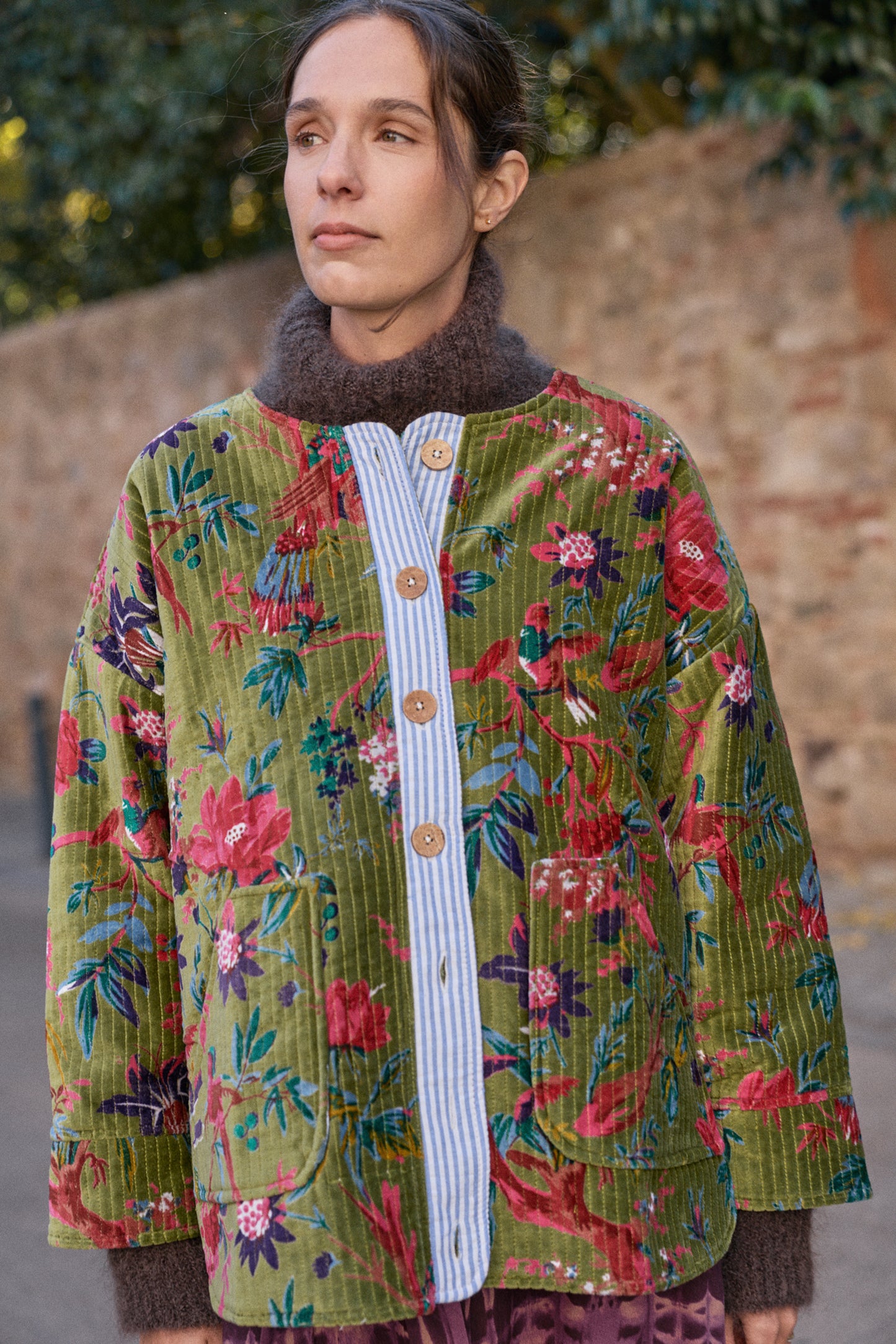 Chaqueta acolchada de terciopelo Green Garden