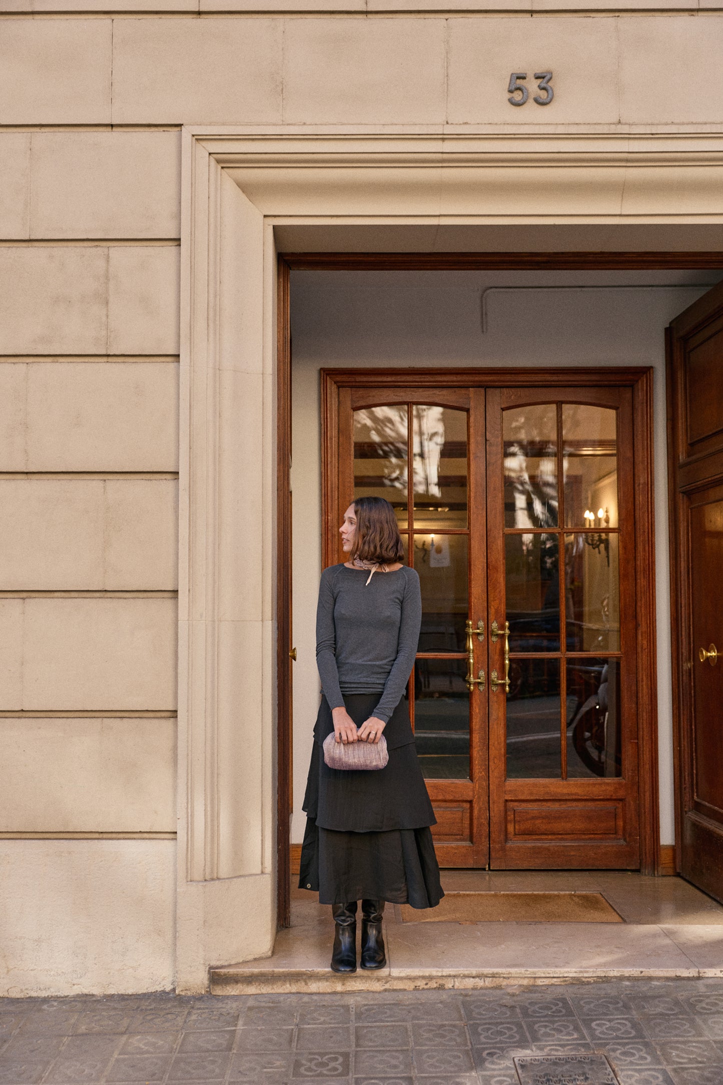 Top de Lana Gris Oscuro Melange Amalie