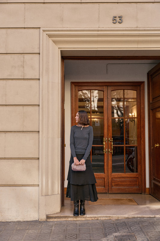 Top de Lana Gris Oscuro Melange Amalie