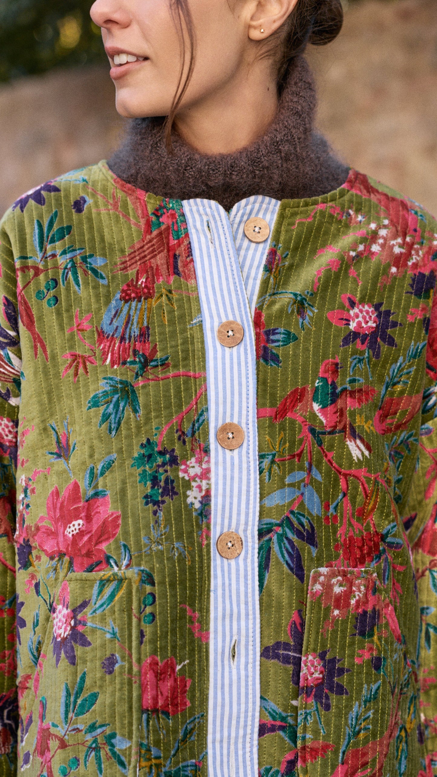 Chaqueta acolchada de terciopelo Green Garden